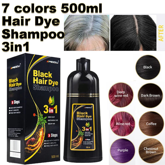 3in1 Haarfärbe-Shampoo 500ml - Grau Abdeckung in Minuten